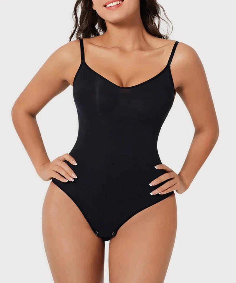 Body Gainant Femme Noir Avant Sans Manches Porté