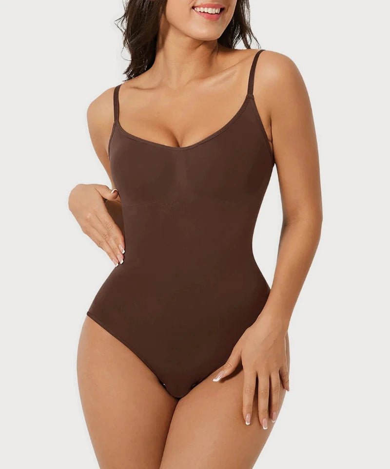 Body Gainant Femme Marron Avant Sans Manches