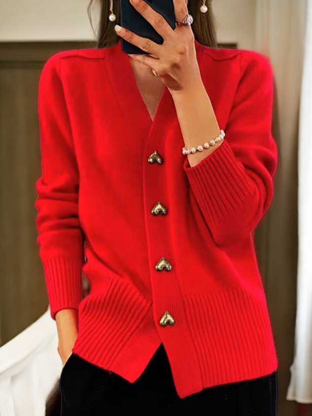 Damen Strickjacke mit Knöpfen und Herz | LOVECARDI™