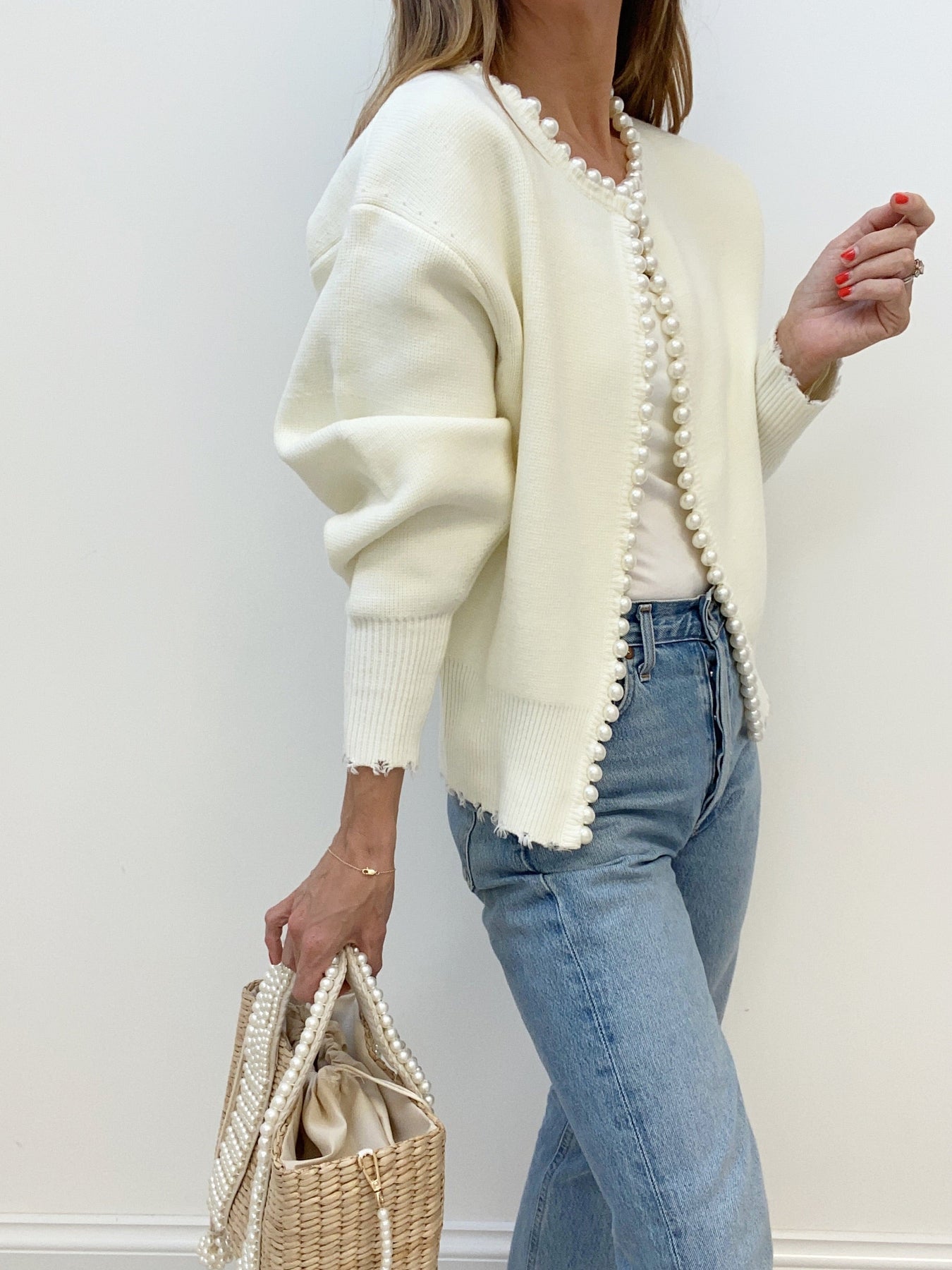 Damenstrickjacke mit Perlenverzierung | PERLEA