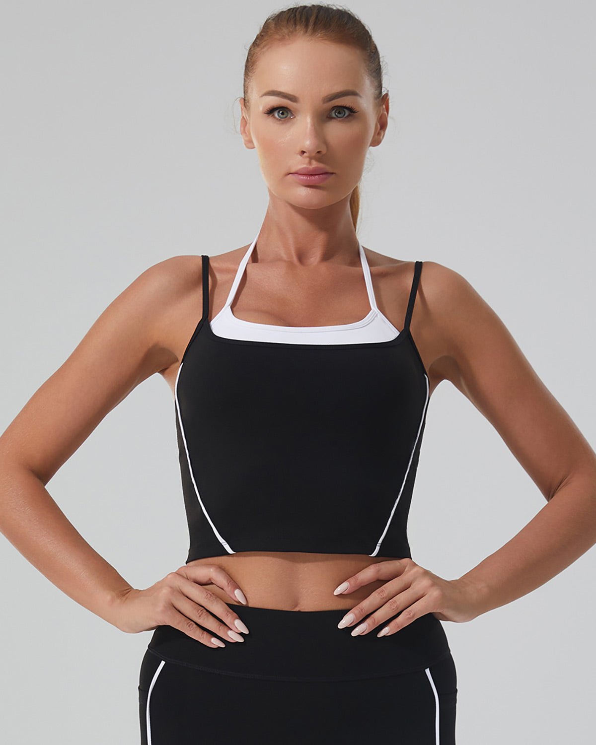 Crop Top Trägertop Schwarz | FLEXPEARL