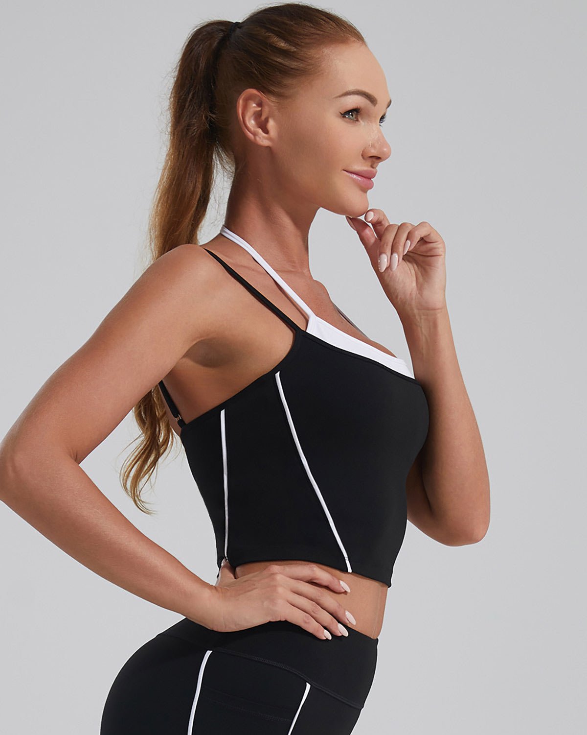 Crop Top Trägertop Schwarz | FLEXPEARL