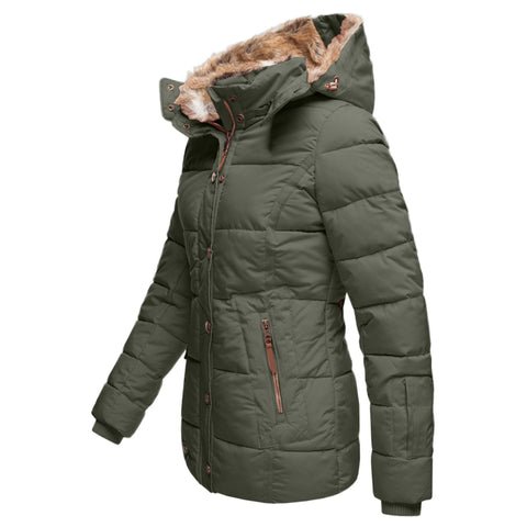 Damen Daunenjacke mit Kapuze, gefüttert mit Kunstpelz | WINTERLUX