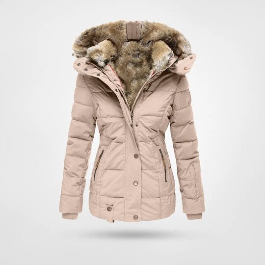 Damen Daunenjacke mit Kapuze, gefüttert mit Kunstpelz | WINTERLUX