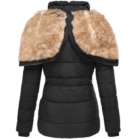 Damen Daunenjacke mit Kapuze, gefüttert mit Kunstpelz | WINTERLUX