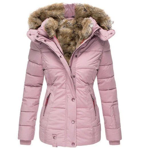 Damen Daunenjacke mit Kapuze, gefüttert mit Kunstpelz | WINTERLUX