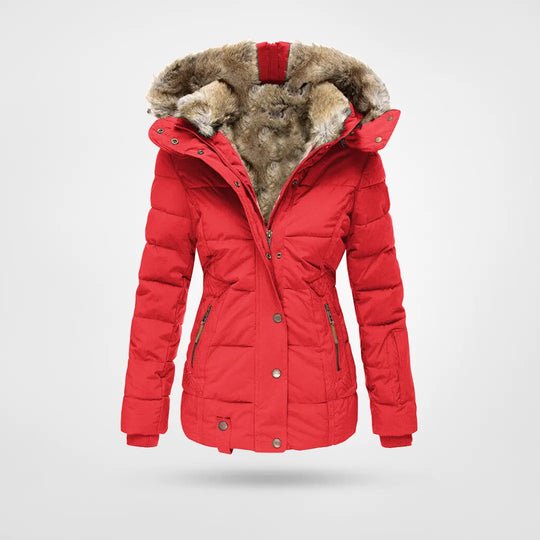 Damen Daunenjacke mit Kapuze, gefüttert mit Kunstpelz | WINTERLUX