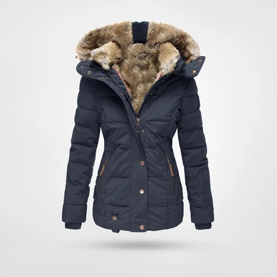 Damen Daunenjacke mit Kapuze, gefüttert mit Kunstpelz | WINTERLUX