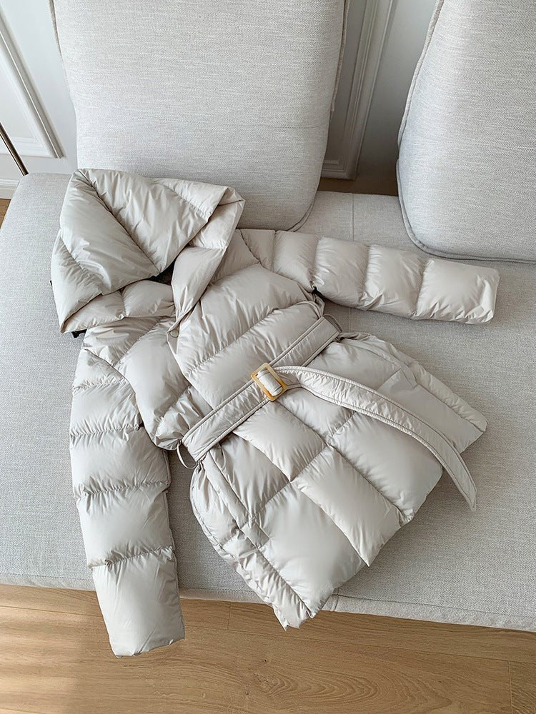 Damen Steppjacke Mid-Lang Mit Gürtel Und Kapuze | COZYWINTER™