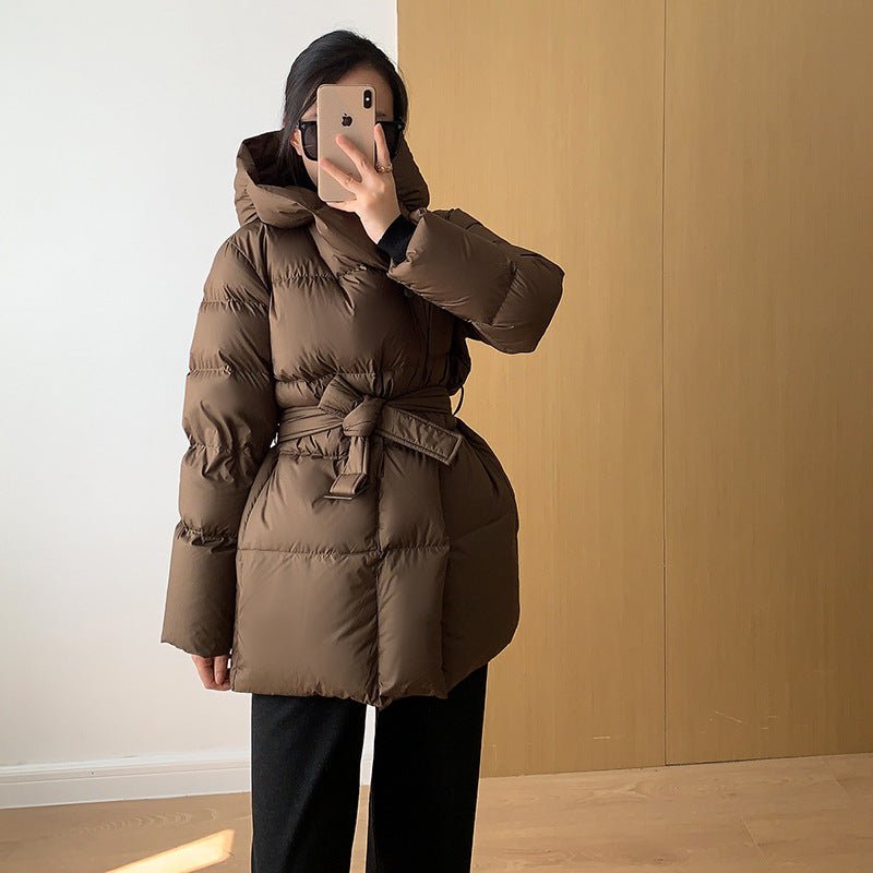 Damen Steppjacke Mid-Lang Mit Gürtel Und Kapuze | COZYWINTER™