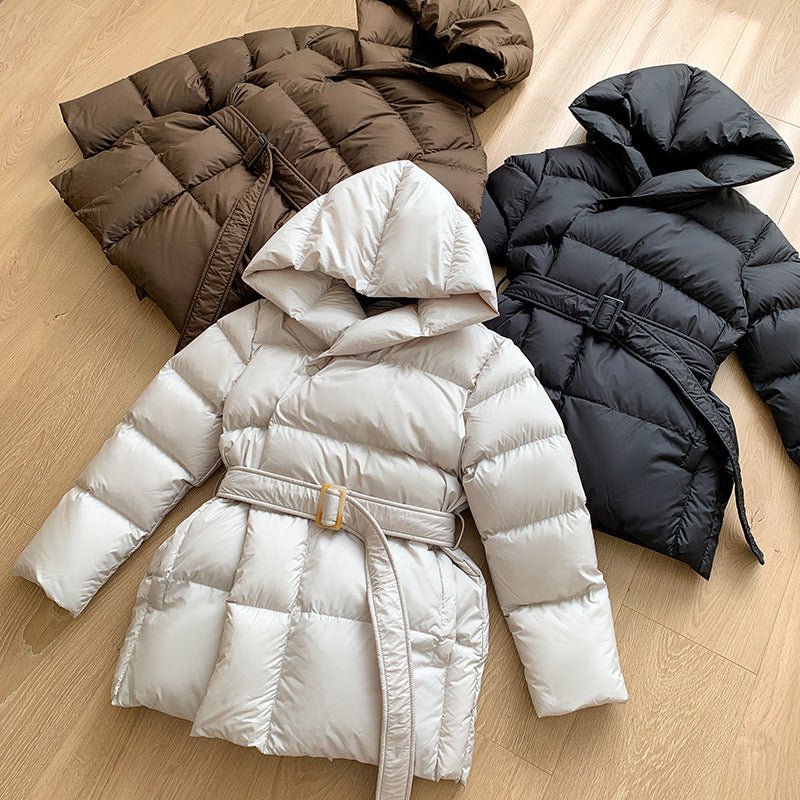 Damen Steppjacke Mid-Lang Mit Gürtel Und Kapuze | COZYWINTER™