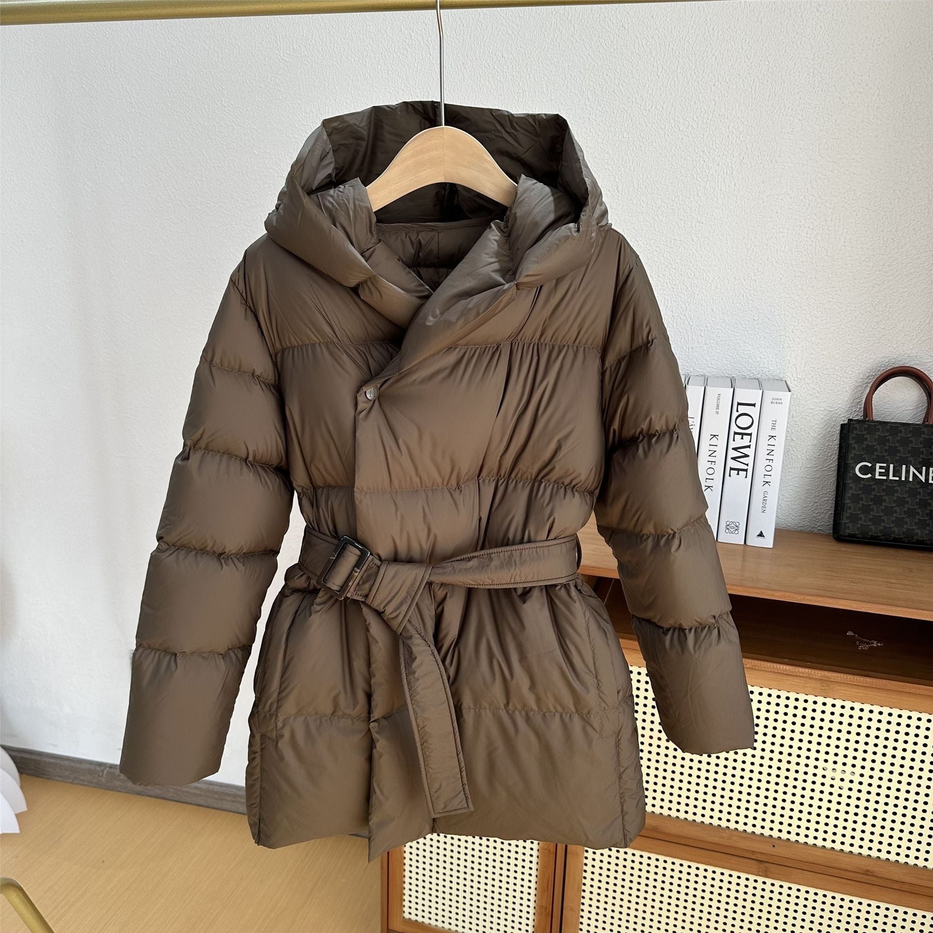 Damen Steppjacke Mid-Lang Mit Gürtel Und Kapuze | COZYWINTER™