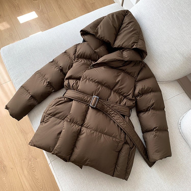 Damen Steppjacke Mid-Lang Mit Gürtel Und Kapuze | COZYWINTER™