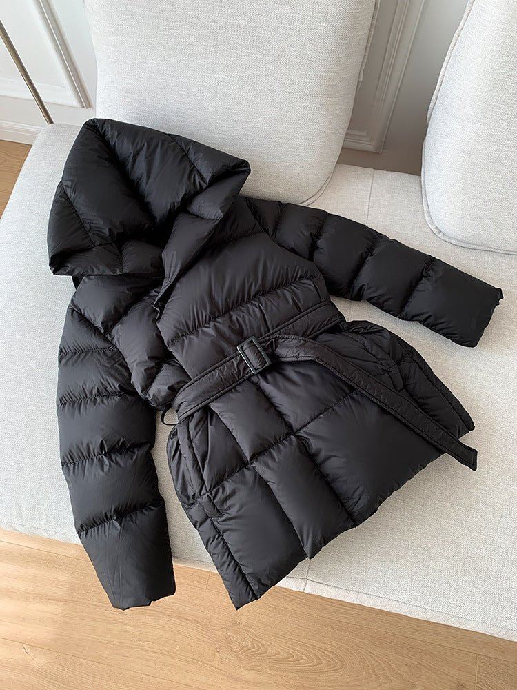 Damen Steppjacke Mid-Lang Mit Gürtel Und Kapuze | COZYWINTER™