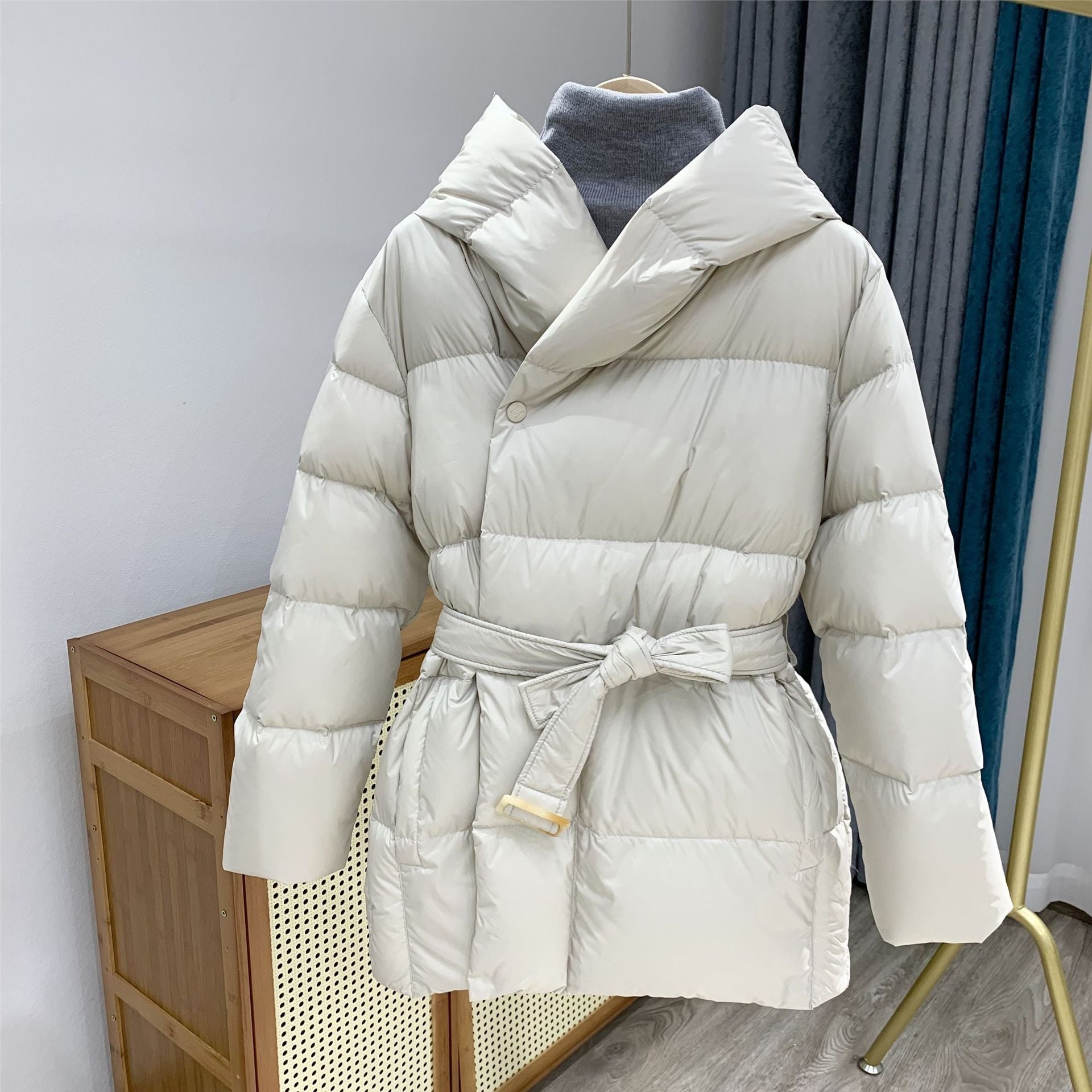 Damen Steppjacke Mid-Lang Mit Gürtel Und Kapuze | COZYWINTER™
