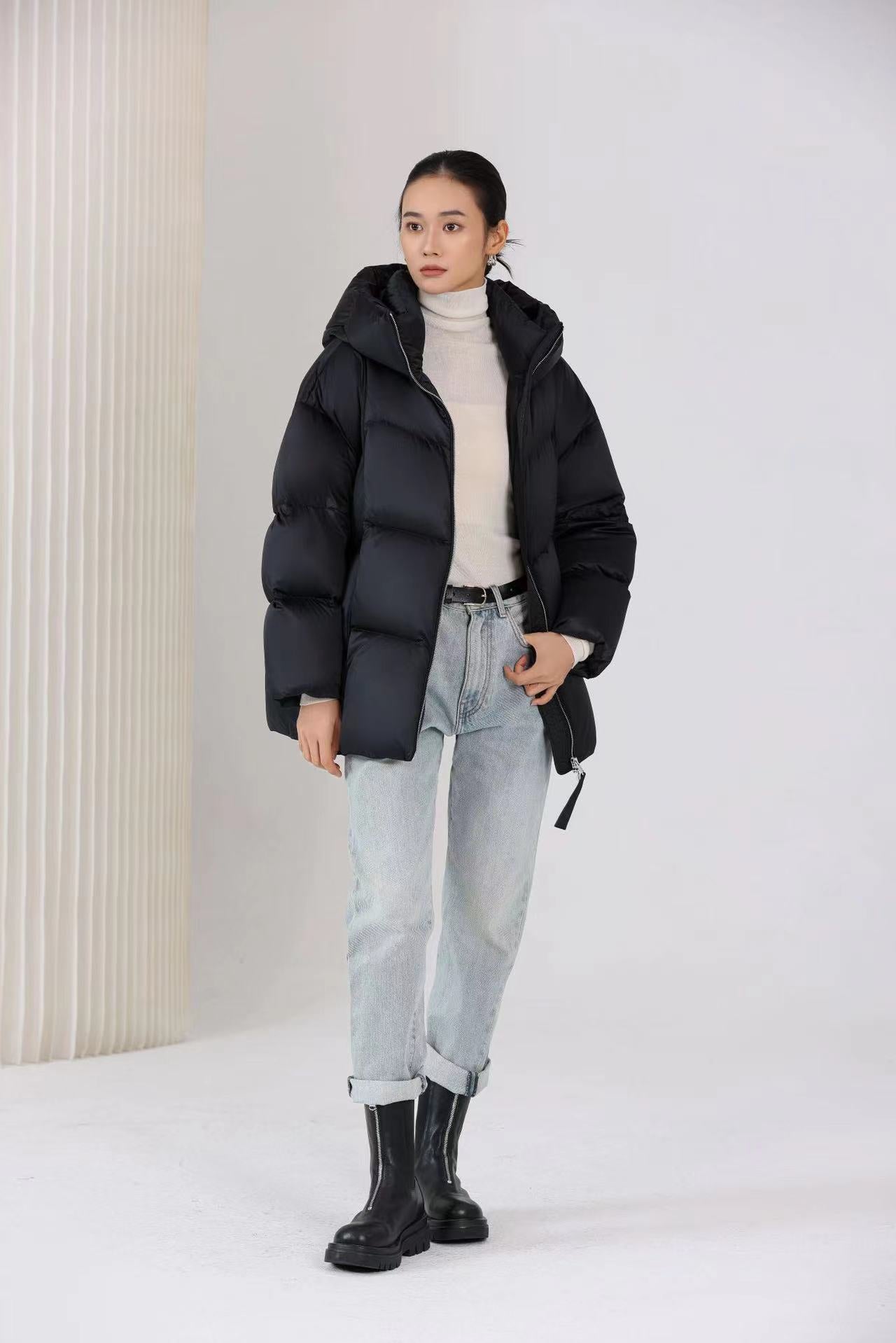 Oversize Damen Daunenjacke mit Kapuze | COSYLUX