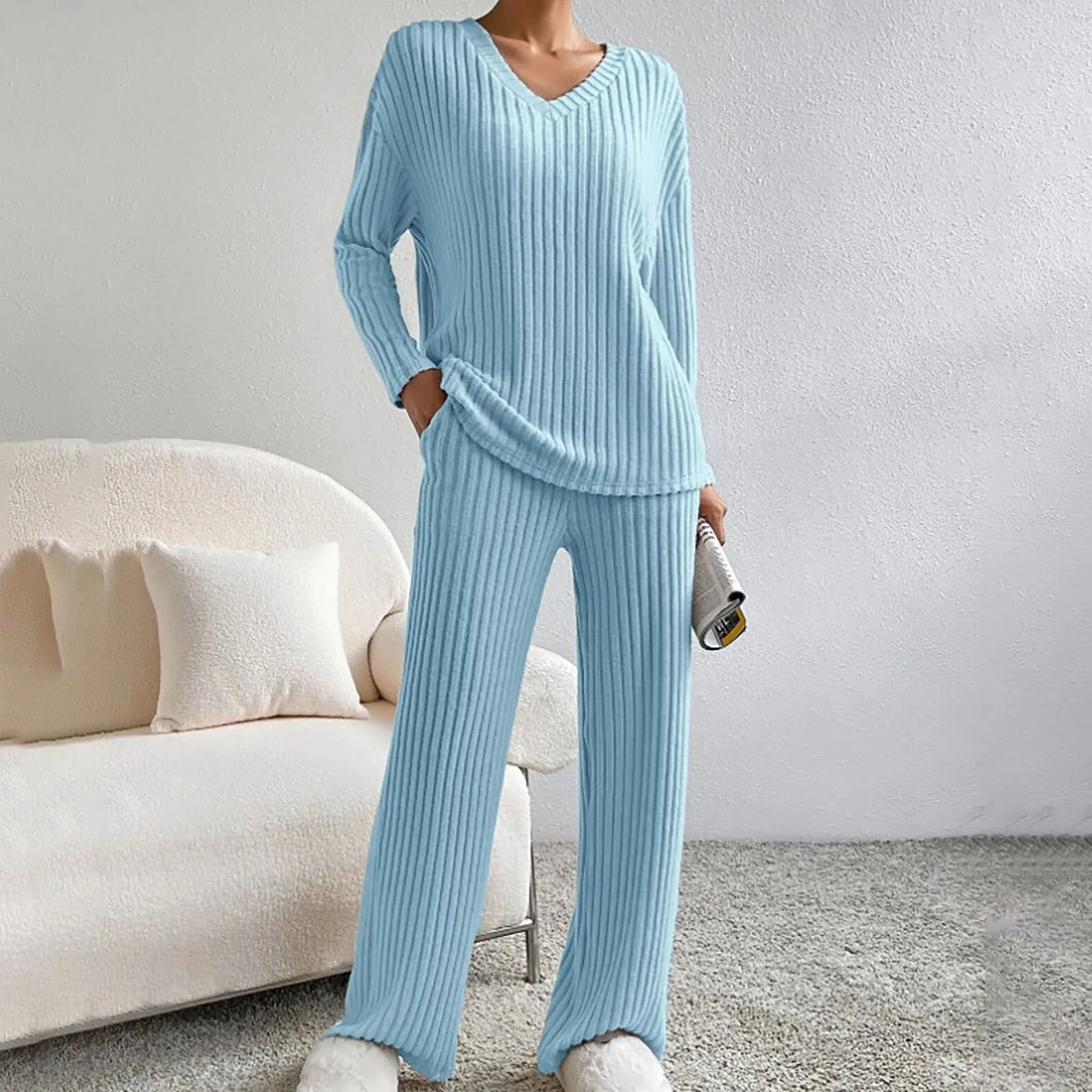 Damen Freizeitset mit V-Ausschnitt | COZYLOUNGE