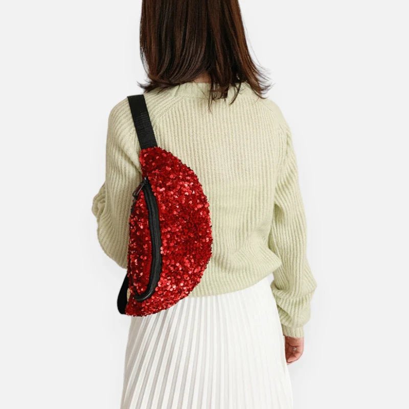 Große modische Bauchtasche mit Pailletten | STELLANA