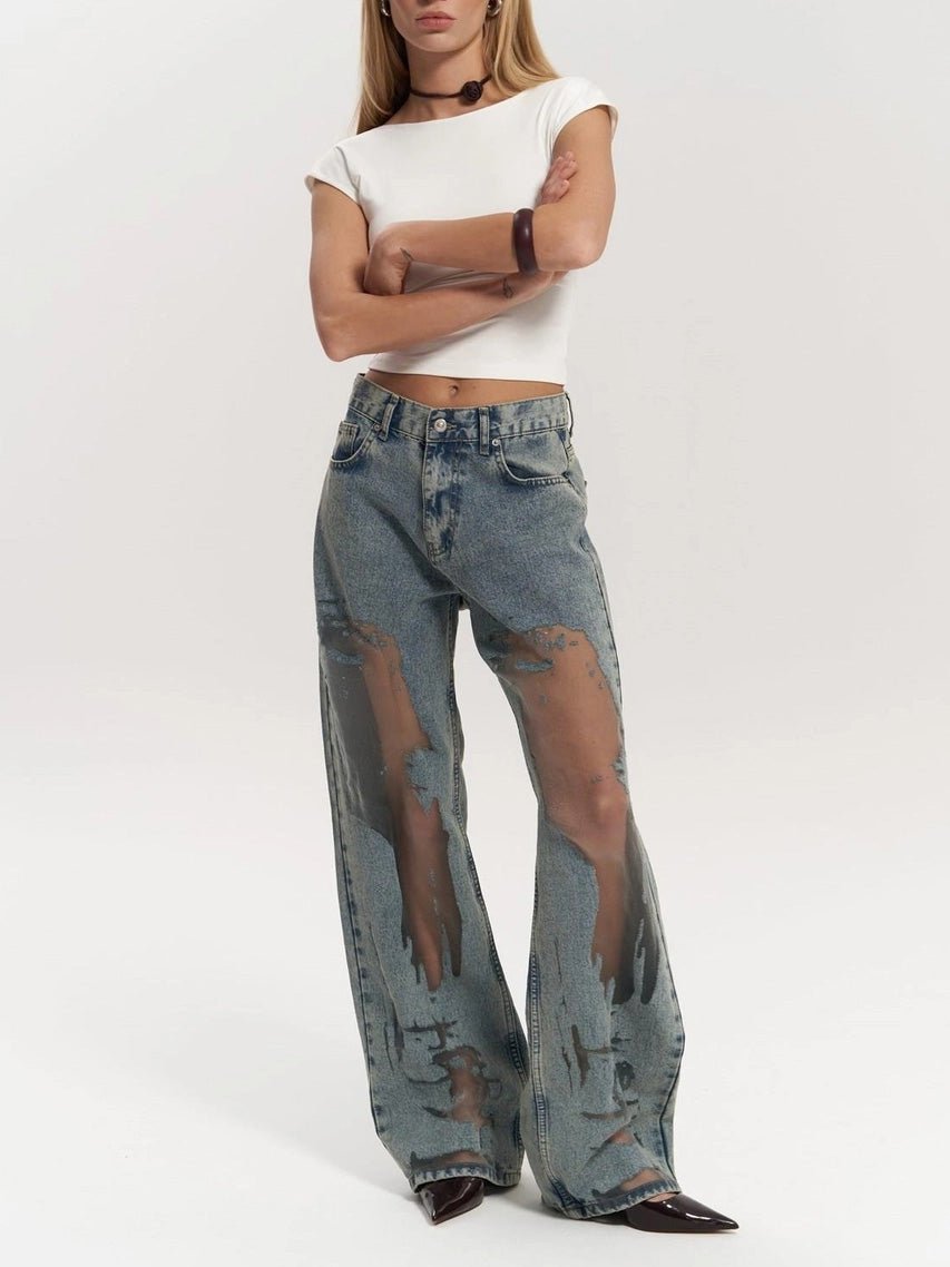 Damenjeans Transparenteffekt | MESHA