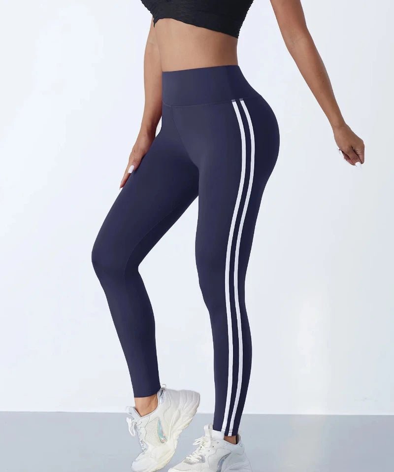 legging sport yoga taille haute bleu