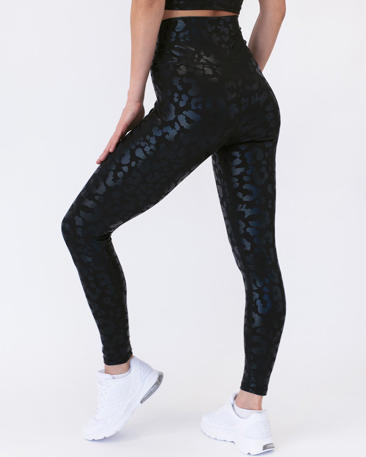 Leggings Schwarz Leopard Pilates Damen | CAMILLA