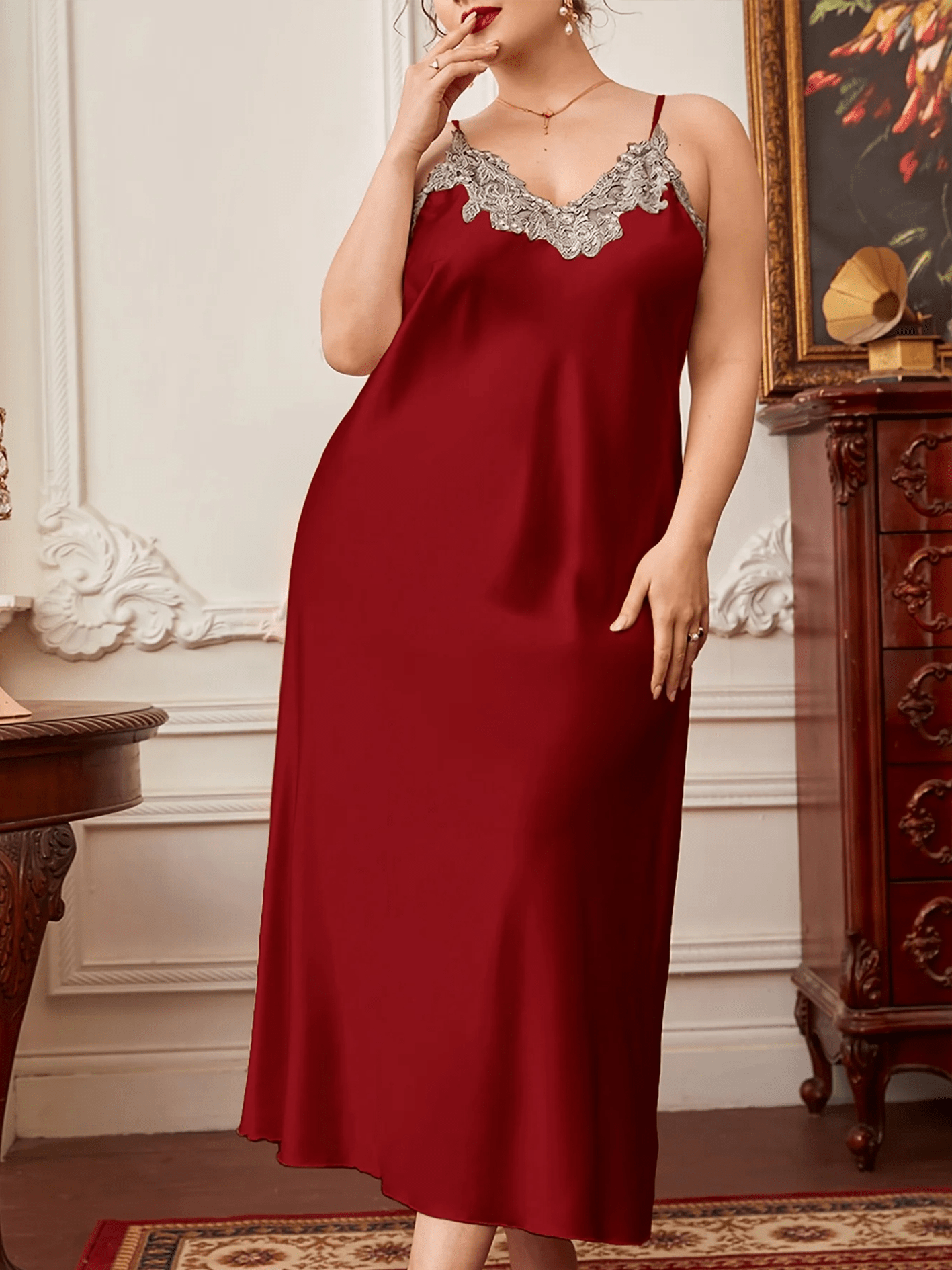 Lange Satin-Negligee Große Größe | SATINELLE™