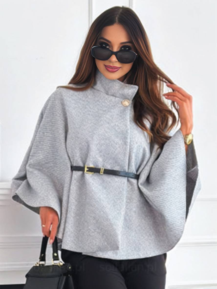 Poncho Court Femme Élégant avec Ceinture et Manches Evasées | FALLIN - MYLES Boutique