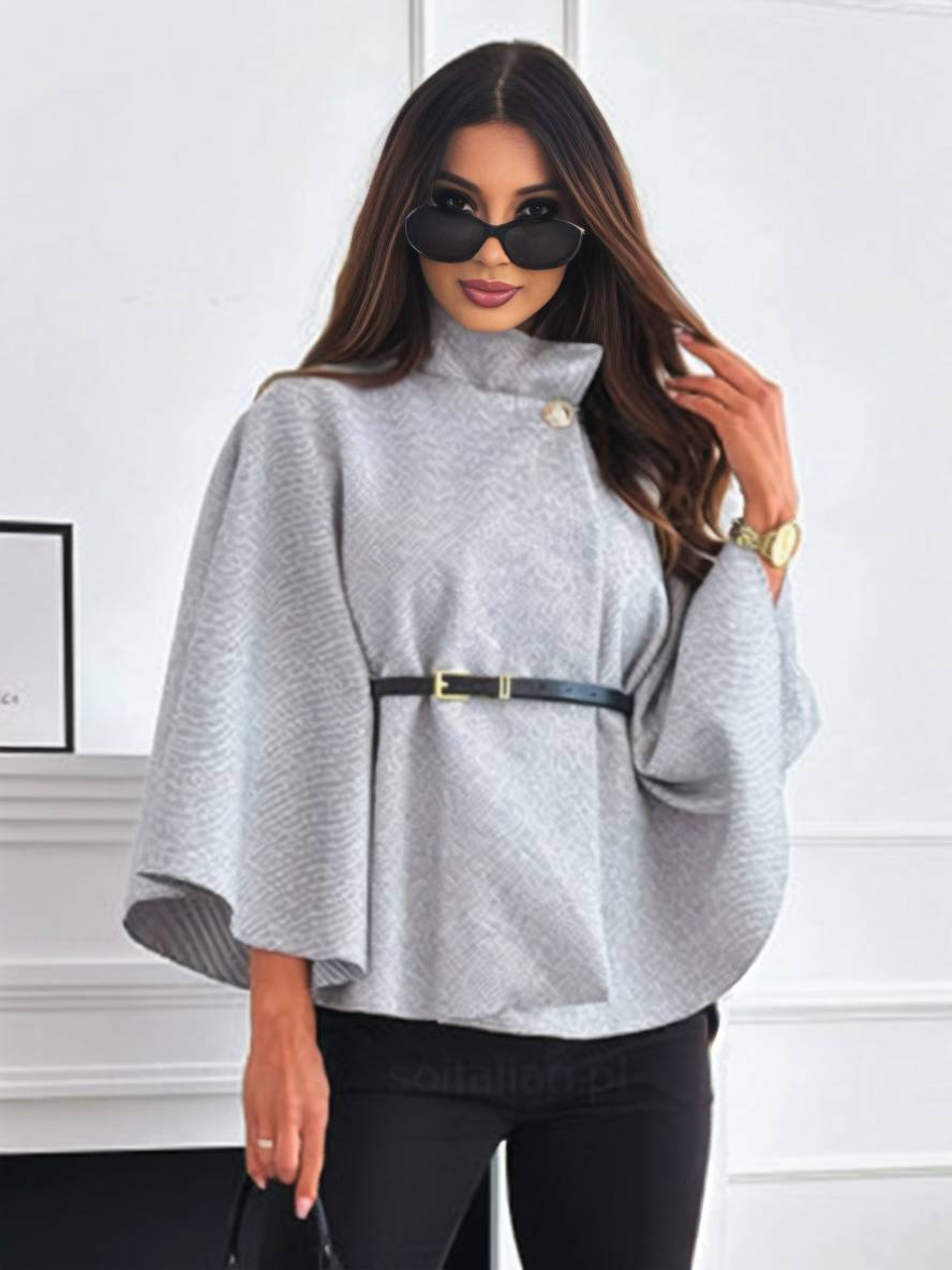 Poncho Court Femme Élégant avec Ceinture et Manches Evasées | FALLIN - MYLES Boutique