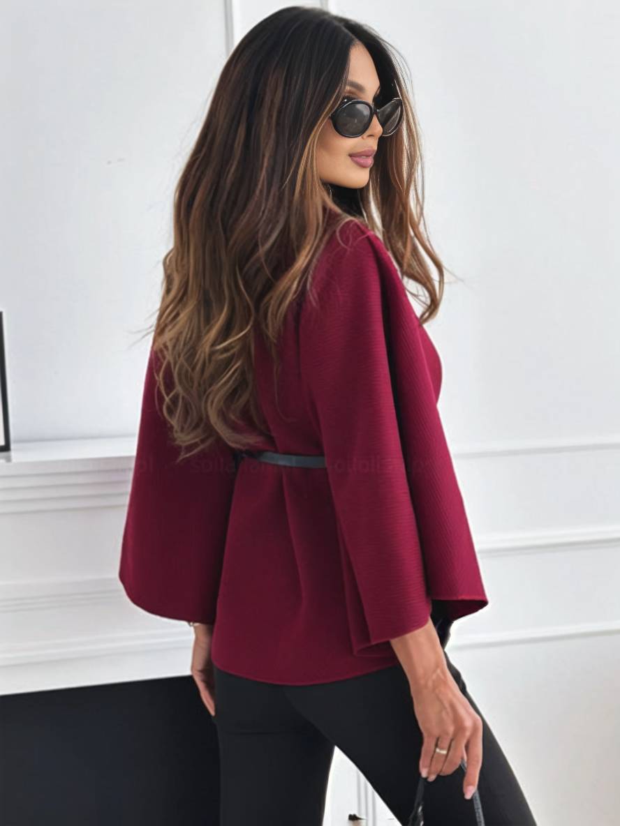 Poncho Court Femme Élégant avec Ceinture et Manches Evasées | FALLIN - MYLES Boutique
