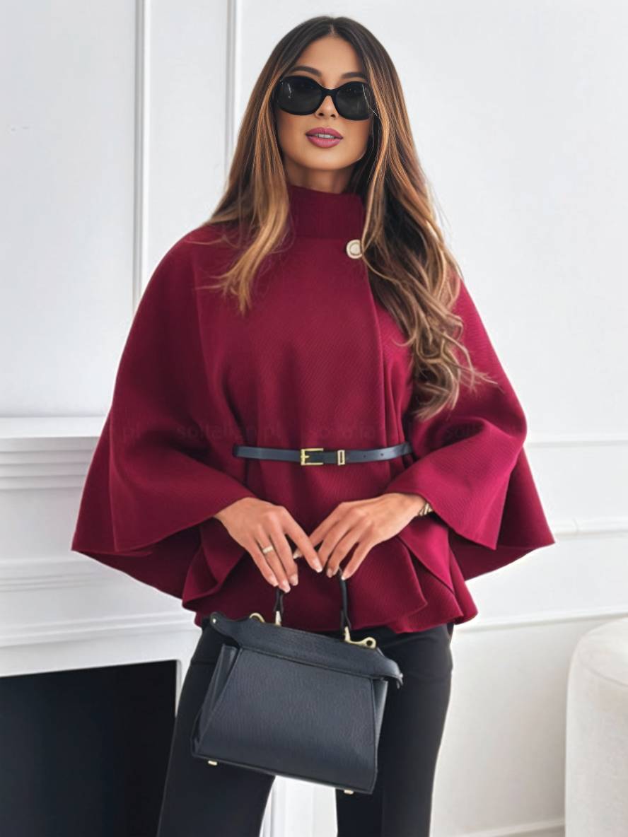 Poncho Court Femme Élégant avec Ceinture et Manches Evasées | FALLIN - MYLES Boutique