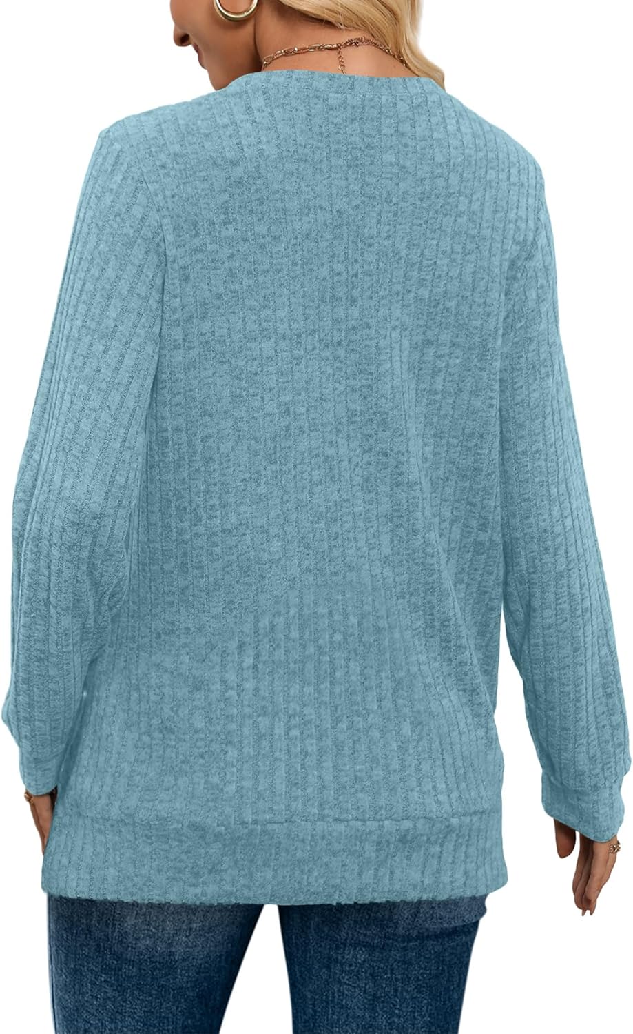 Pullover mit V-Ausschnitt und Rippenstruktur für Damen | COSYKNIT™