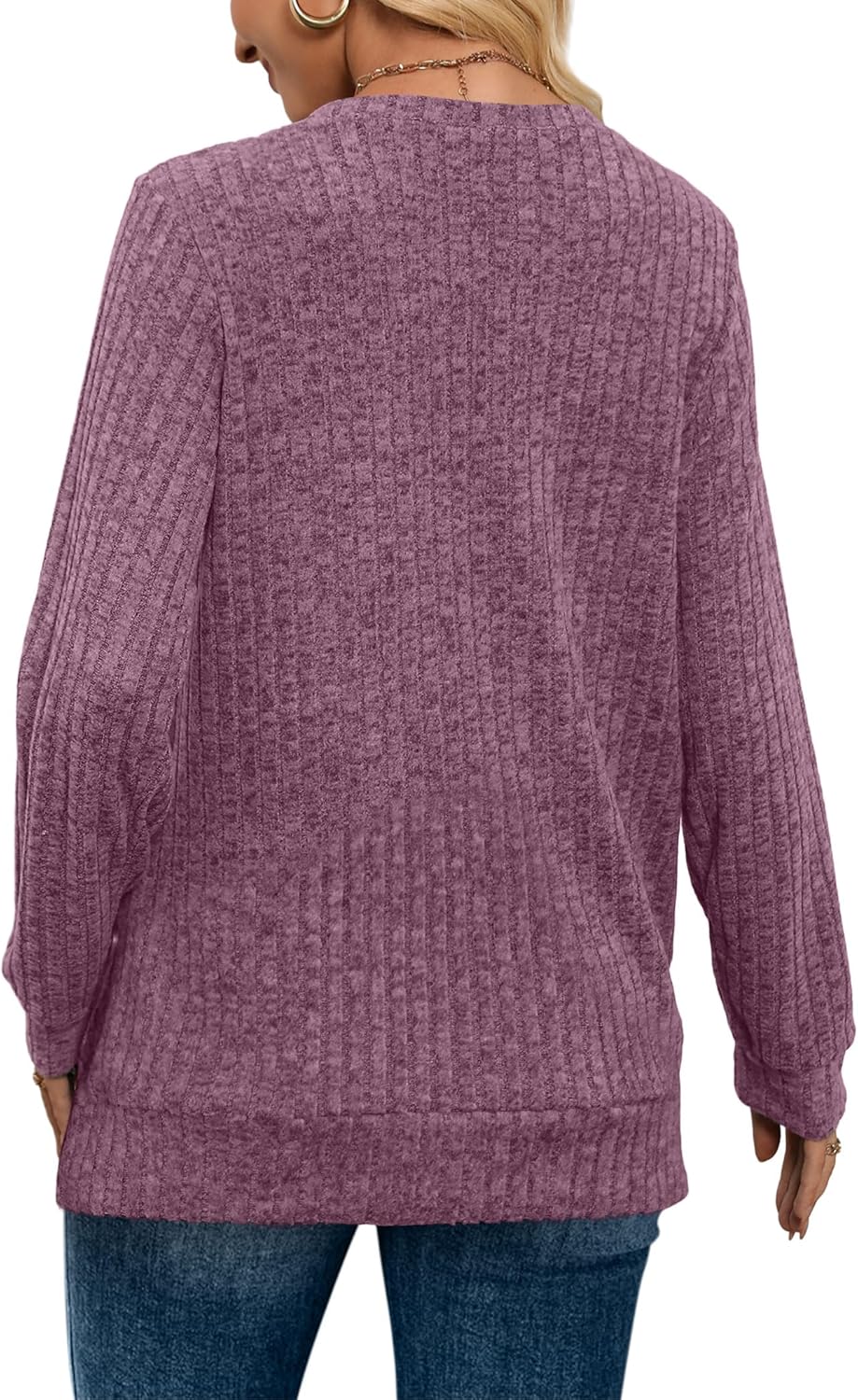 Pullover mit V-Ausschnitt und Rippenstruktur für Damen | COSYKNIT™