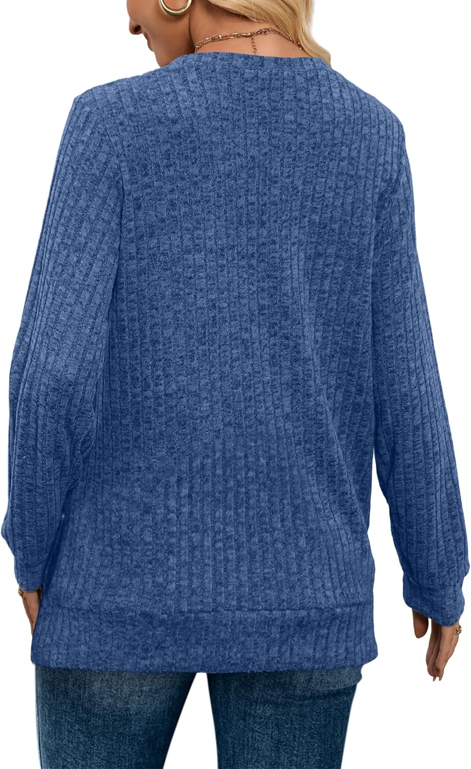 Pullover mit V-Ausschnitt und Rippenstruktur für Damen | COSYKNIT™
