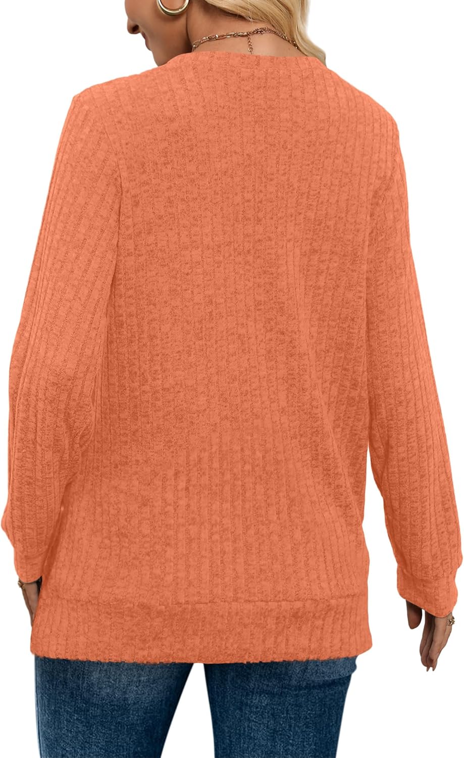 Pullover mit V-Ausschnitt und Rippenstruktur für Damen | COSYKNIT™