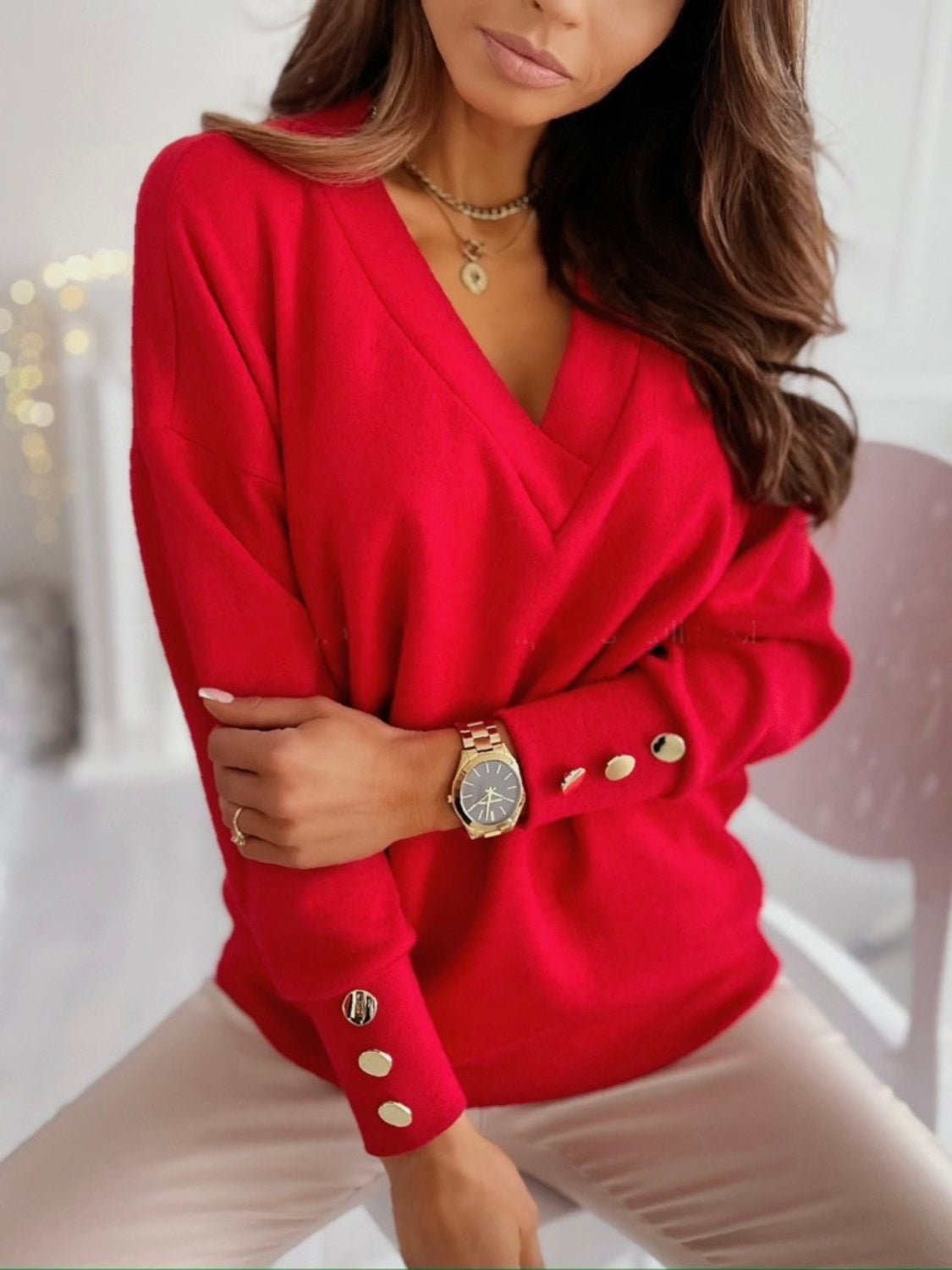 Pullover mit V-Ausschnitt, weich, Damen | MANON