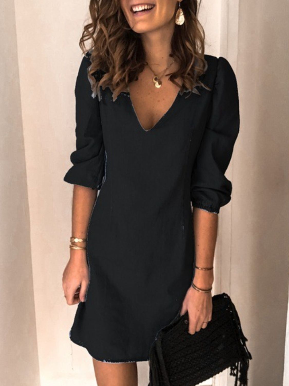 Lässiges Kleid aus Kunstjeans | SOLINE