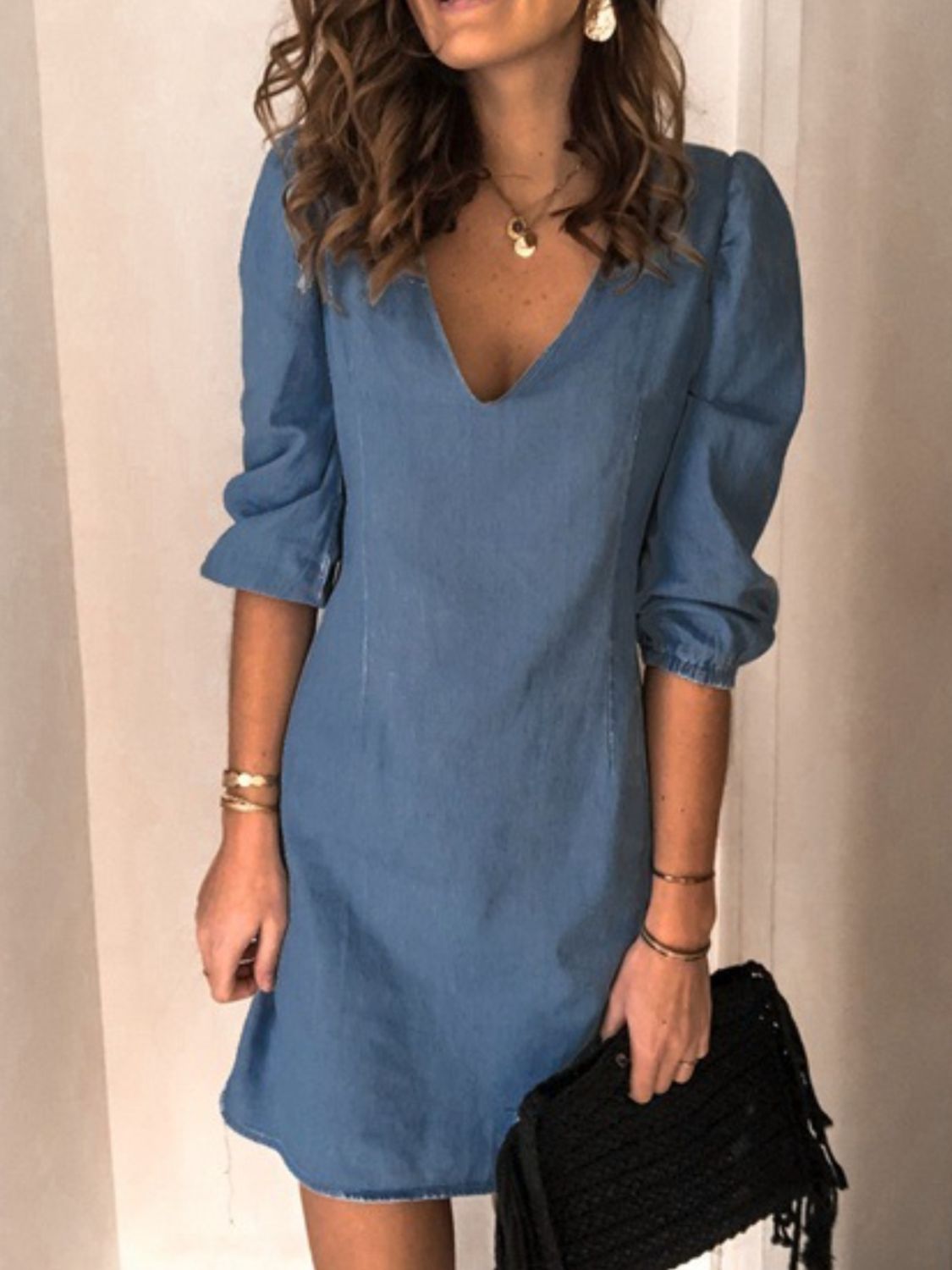 Lässiges Kleid aus Kunstjeans | SOLINE