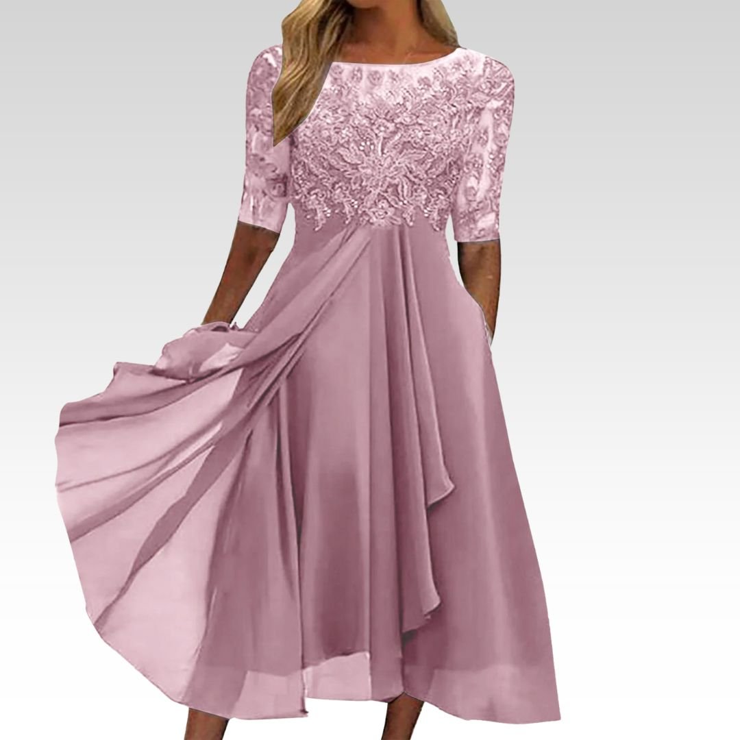 Elegantes Damenkleid mit kurzen Ärmeln | SELEZIA