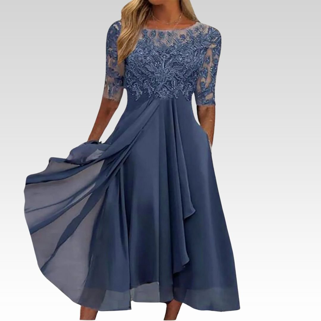 Elegantes Damenkleid mit kurzen Ärmeln | SELEZIA
