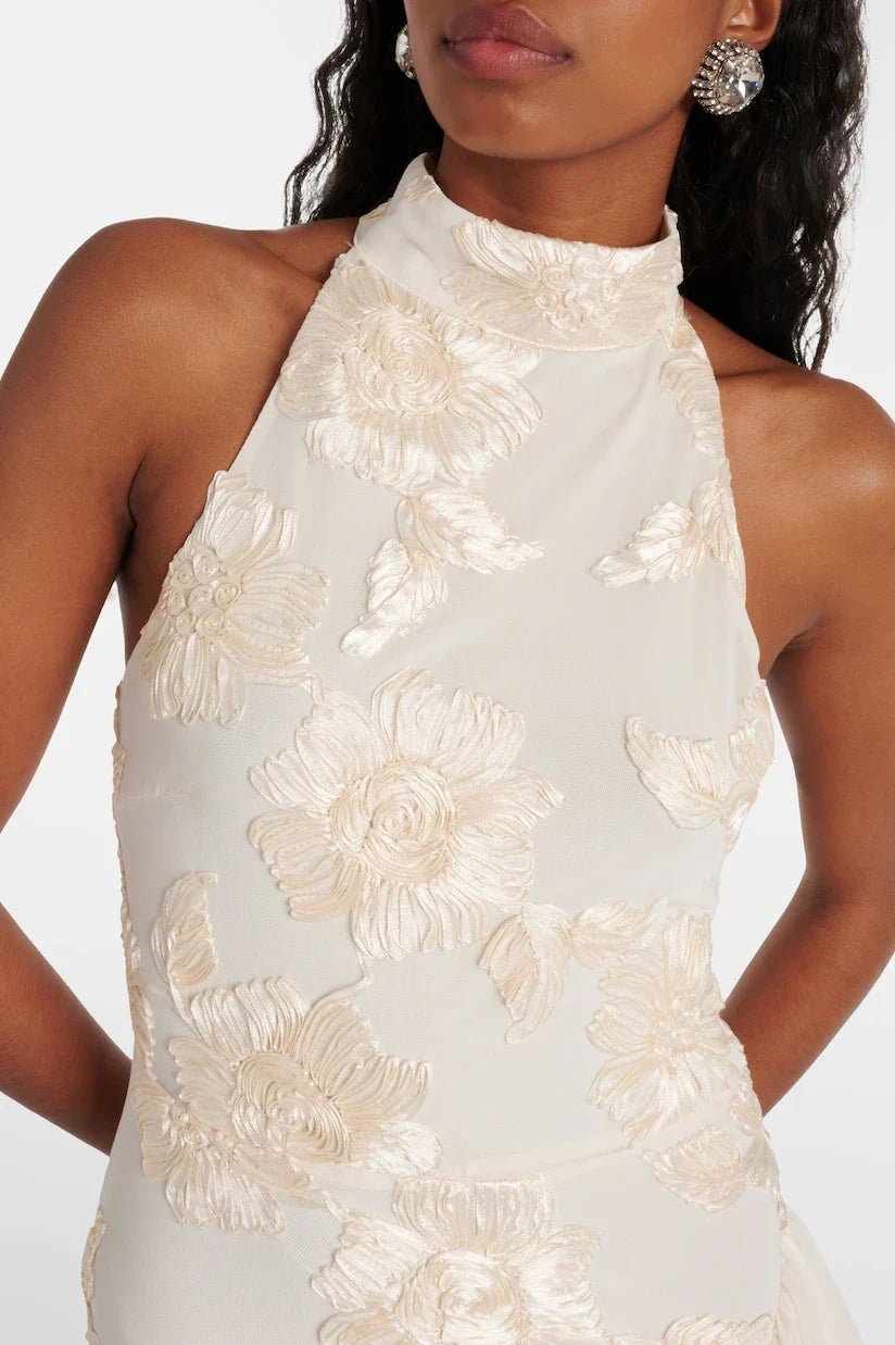 Damenkleid mit Blumenapplikation | FRÜHLING
