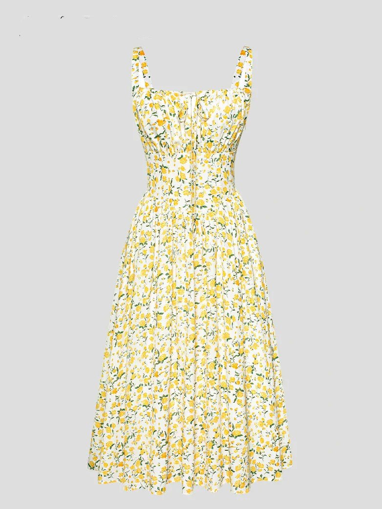 Midikleid im Boho-Stil mit Blumenmuster und Taschen | MARCELINE