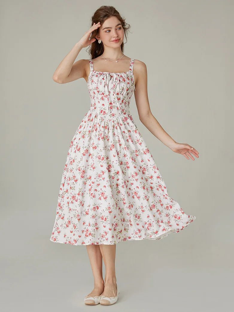 Midikleid im Boho-Stil mit Blumenmuster und Taschen | MARCELINE