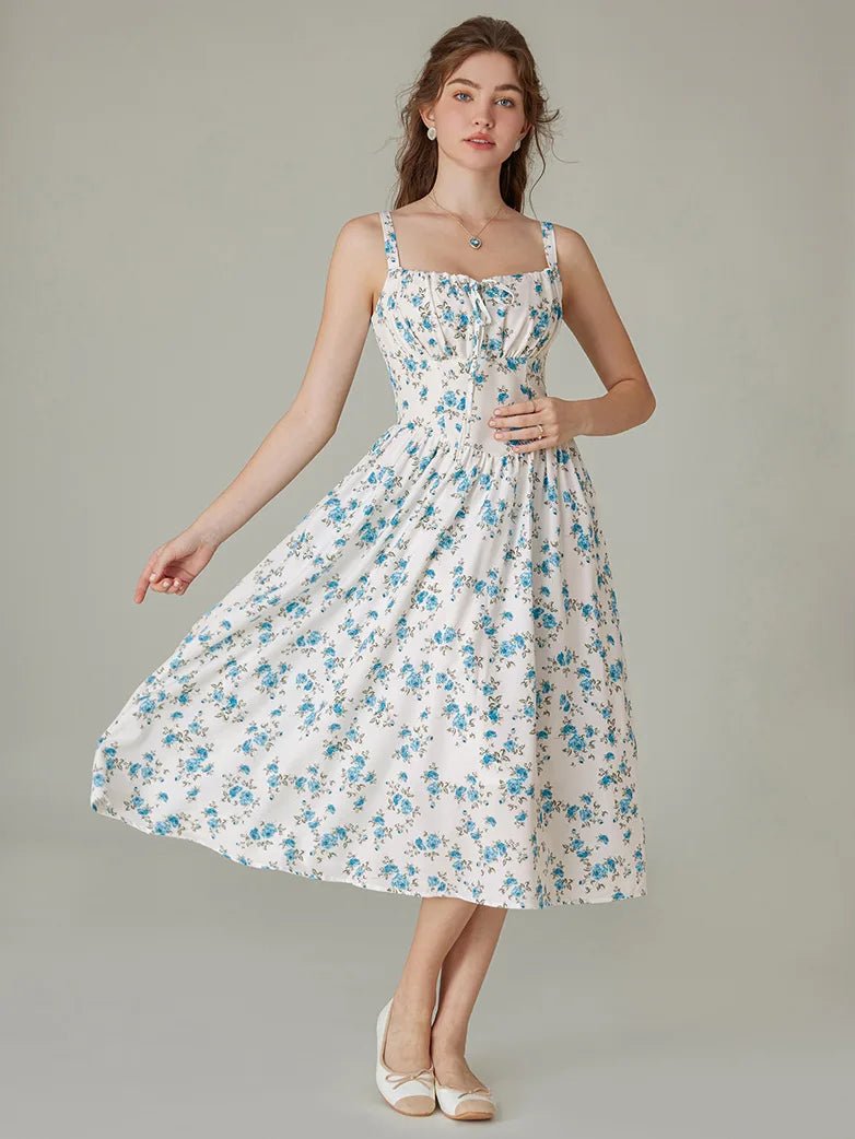 Midikleid im Boho-Stil mit Blumenmuster und Taschen | MARCELINE