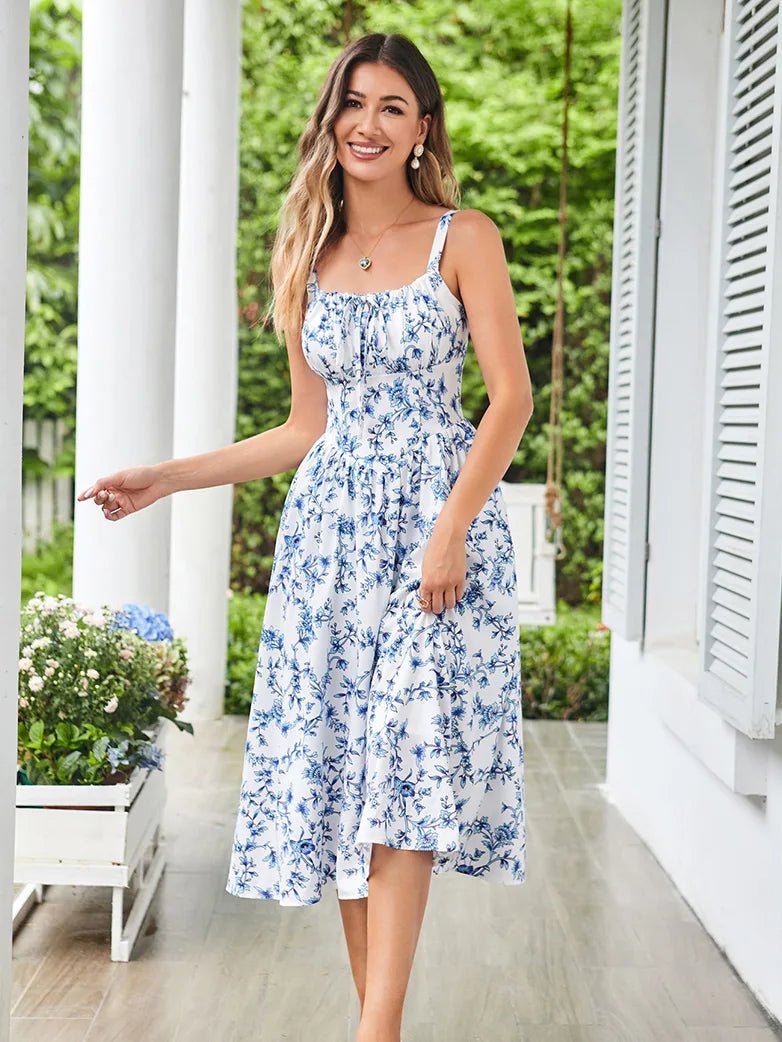 Midikleid im Boho-Stil mit Blumenmuster und Taschen | MARCELINE