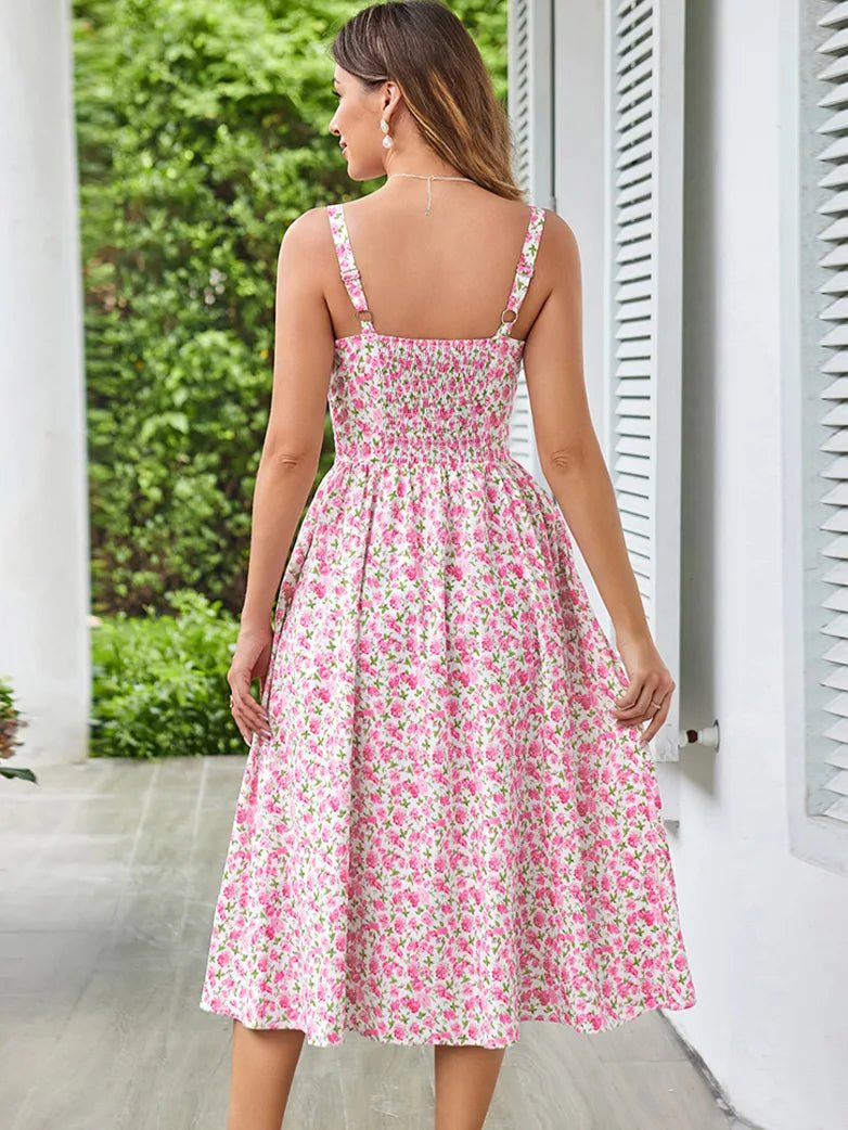 Midikleid im Boho-Stil mit Blumenmuster und Taschen | MARCELINE