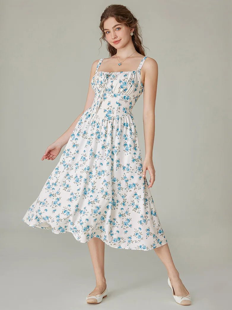 Midikleid im Boho-Stil mit Blumenmuster und Taschen | MARCELINE