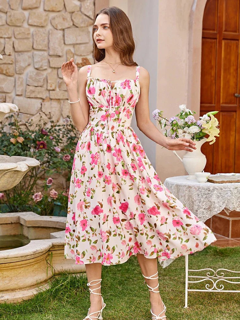 Midikleid im Boho-Stil mit Blumenmuster und Taschen | MARCELINE