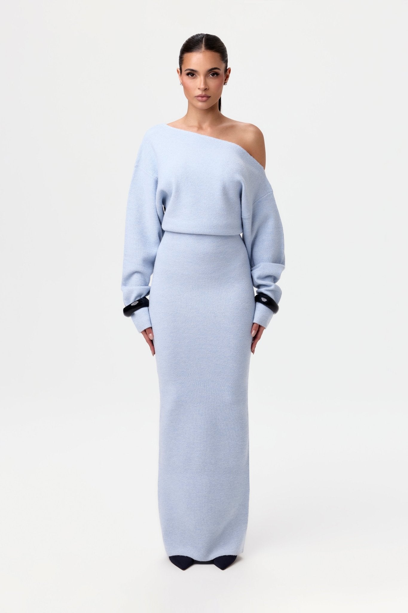 Modernes Schulterfreies Strickkleid | EMMA