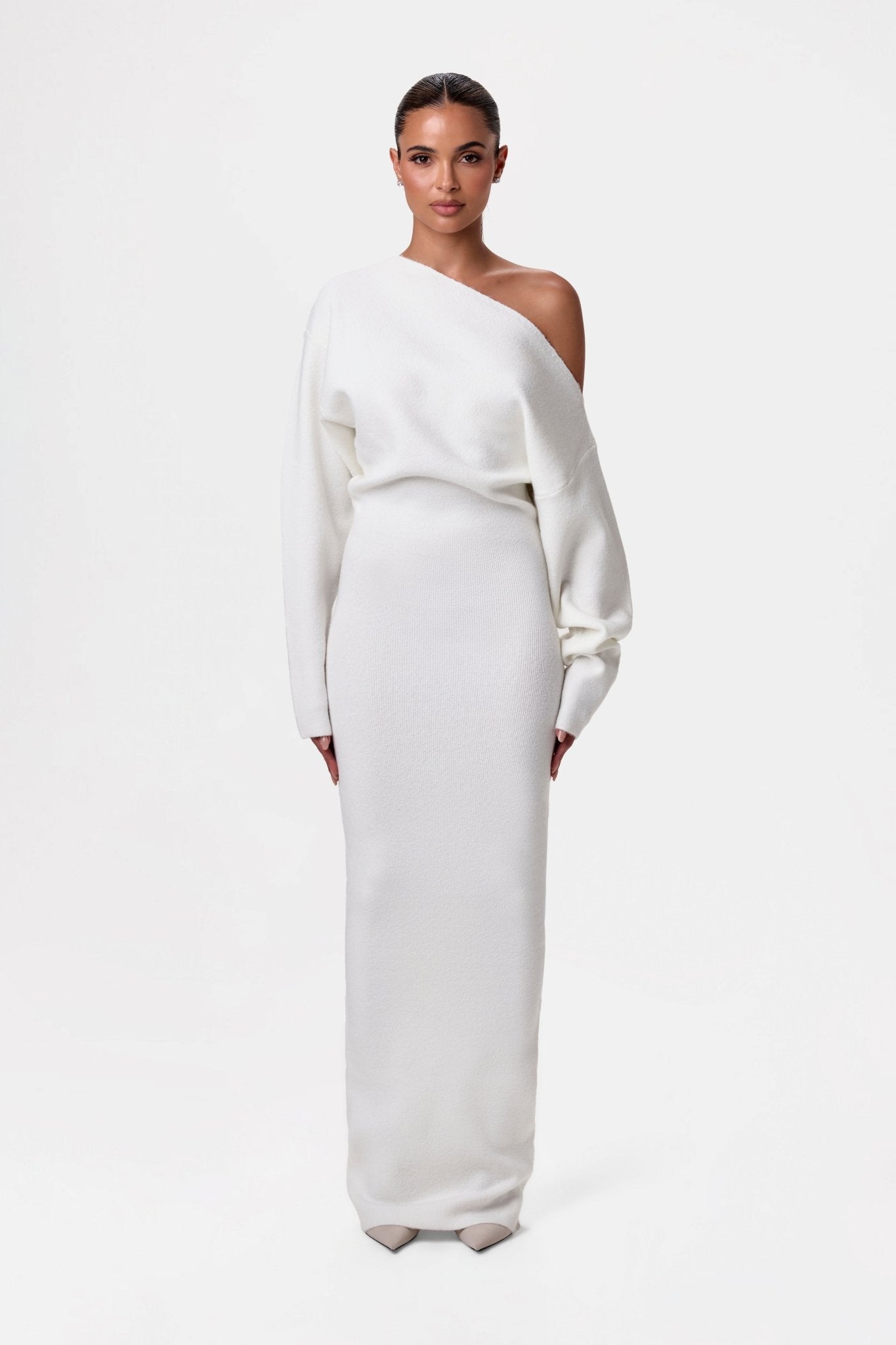 Modernes Schulterfreies Strickkleid | EMMA