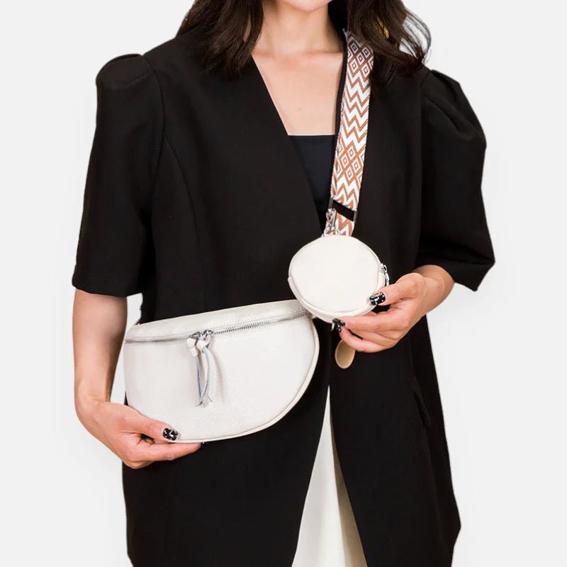 Leder-Bauchtasche mit Schulterriemen und Geldbörse | CAMILLA
